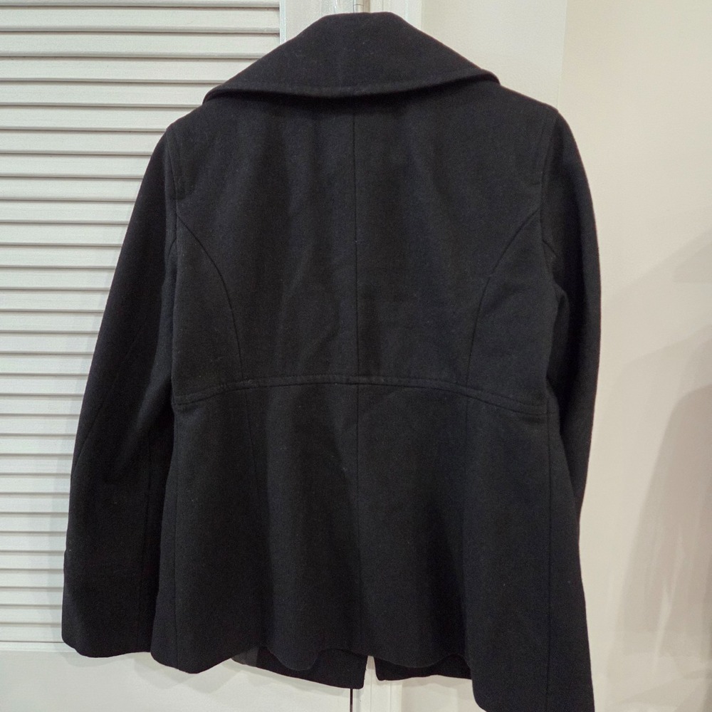 Michael Kors Women's Black Double-Breasted Pea Coat Lined Mid-Length Size S - Picture 2 of 9